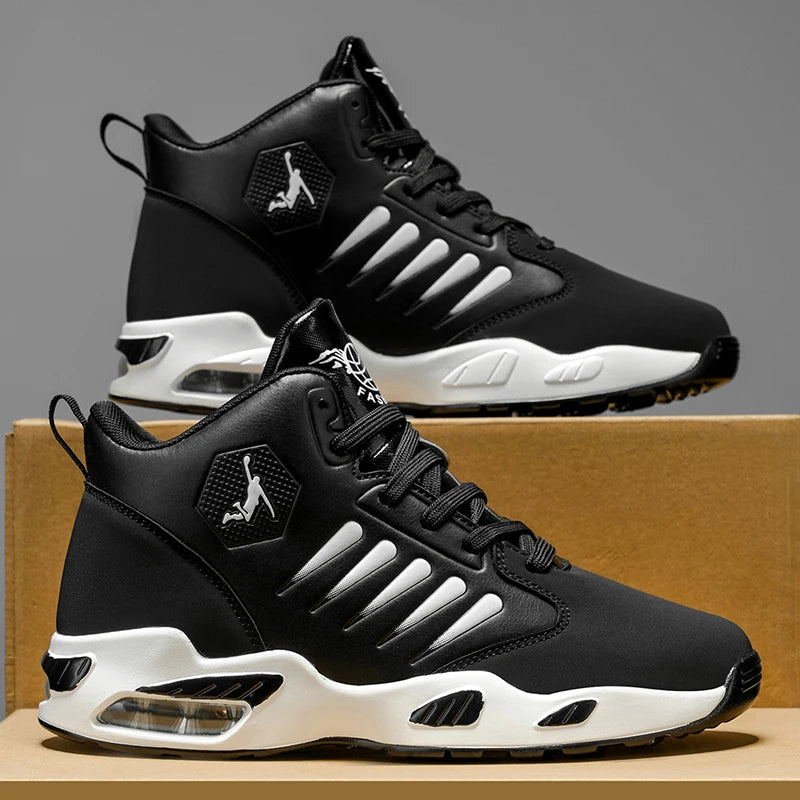 Men's Basketball Shoes - Comfortable Athletic Casual Shoes with Cushioned Rubber Soles, Lace-Up Design Suitable for Gym, Basketball, Jogging - All-Season Performance Shoes, Lightweight for Everyday Wear, Wear-Resistant and Du