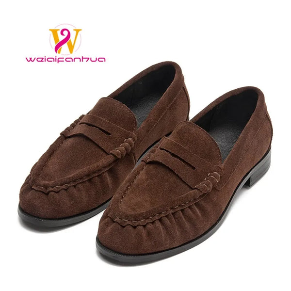 Lady loafers. New 2026 model leather women's shoes - suitable for ladies to wear. Handmade vintage ruffled ladies' sandals