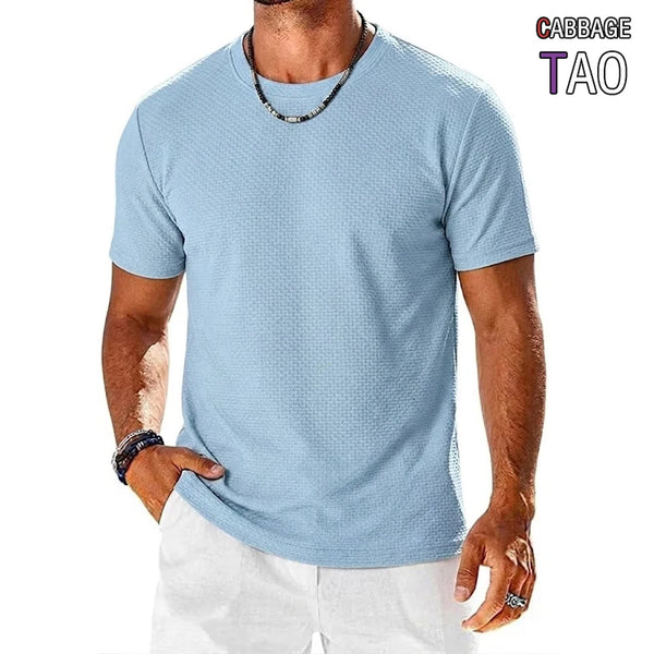Mens Summer  Silk Short Sleeve TShirts Lightweight Breathable Casual Tops QuickDry Outdoor Sports  Fitness Pullover Tees for Men
