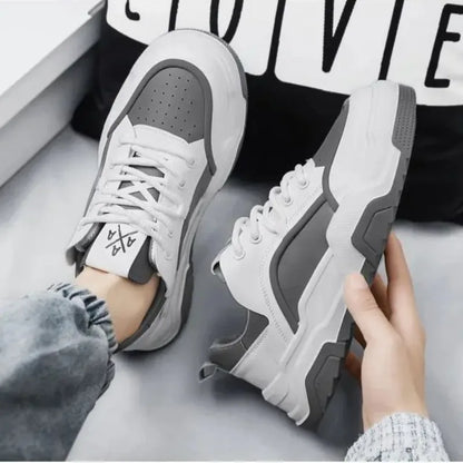 Sneakers for Men High Quality Leather Casual Shoes Thick-soled Vulcanized Shoes Lace Up Platform Tennis Shoes Chaussure Hommes
