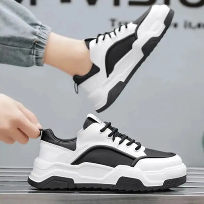 Sneakers for Men High Quality Leather Casual Shoes Thick-soled Vulcanized Shoes Lace Up Platform Tennis Shoes Chaussure Hommes