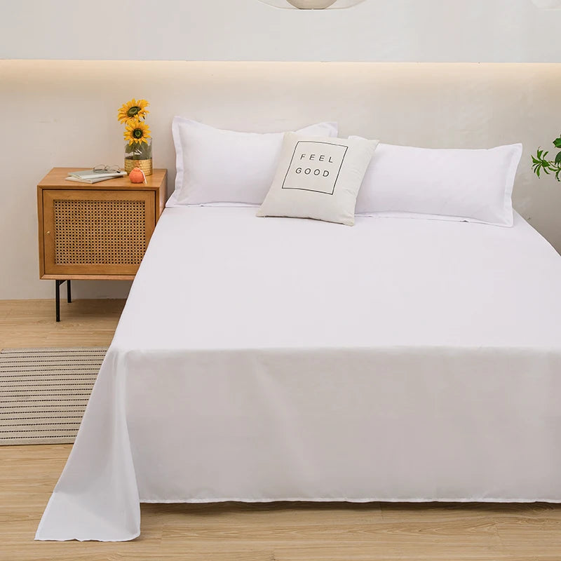 Soft Home Bed Linen Sheets Bed Flat Sheet for Double Bed Plain Solid Color Top Sheets Single/Queen/King Flat Bedsheets