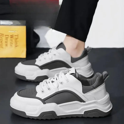 Sneakers for Men High Quality Leather Casual Shoes Thick-soled Vulcanized Shoes Lace Up Platform Tennis Shoes Chaussure Hommes