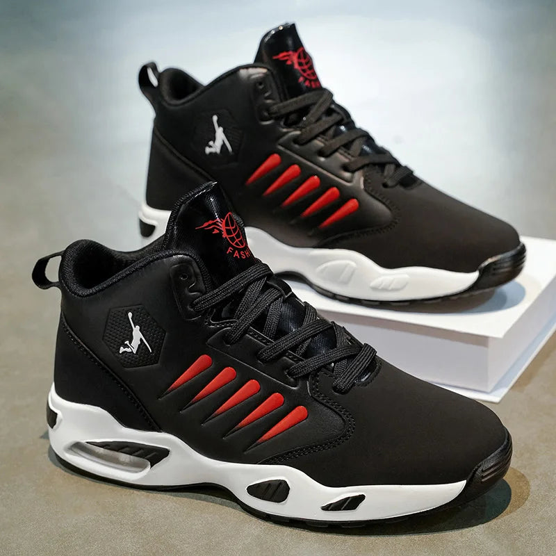 Men's Basketball Shoes - Comfortable Athletic Casual Shoes with Cushioned Rubber Soles, Lace-Up Design Suitable for Gym, Basketball, Jogging - All-Season Performance Shoes, Lightweight for Everyday Wear, Wear-Resistant and Du