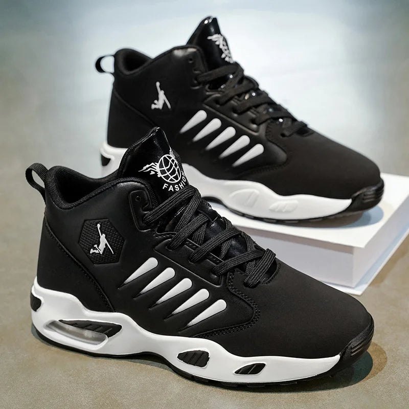 Men's Basketball Shoes - Comfortable Athletic Casual Shoes with Cushioned Rubber Soles, Lace-Up Design Suitable for Gym, Basketball, Jogging - All-Season Performance Shoes, Lightweight for Everyday Wear, Wear-Resistant and Du