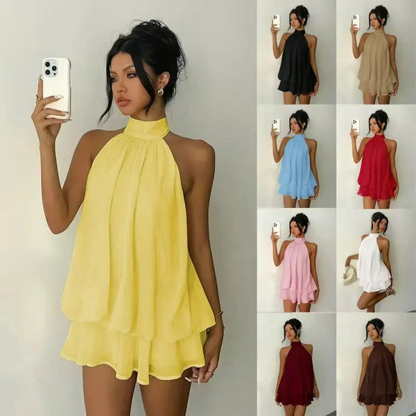 Women's Casual Dresses Woman Clothes Elegant Party Solid-color Beachwear Slim-fitting Sexy Backless Skirt Dress Female Clothing