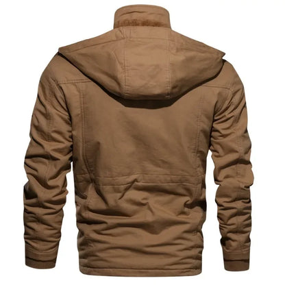 Men's Winter Jackets Cotton Military Jackets Fleece Lined Thick Work Coats Warm Cargo Jackets Hooded Camping Hiking Clothing